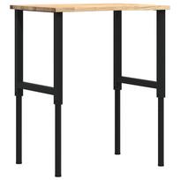 vidaXL Darbastalis, 80x60x(71,5-98)cm, ąžuolo masyvas