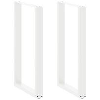 vidaXL Baro stalo kojos, U formos, 2 vnt., baltos, 60x(100-101) cm, plienas
