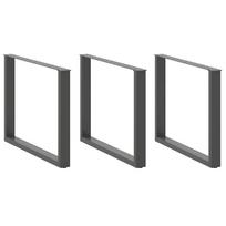 vidaXL Valgomojo stalo kojos, U formos, 3 vnt., antracito spalvos, 100x(72-73) cm, plienas