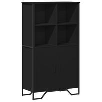 vidaXL Komoda, juodos spalvos, 79,5x35,5x137,5cm, apdirbta mediena