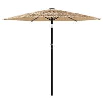 vidaXL Skėtis nuo saulės su LED/plieniniu stulpu, rudas, 223x223x213cm