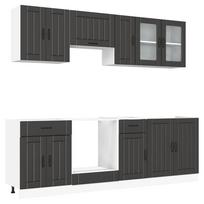 vidaXL Virtuvinių spintelių komplektas, 8 dalių, Kalmar, juoda