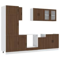 vidaXL Virtuvinių spintelių komplektas, 8 dalių, Kalmar, ruda
