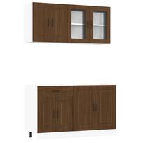 vidaXL Virtuvinių spintelių komplektas, 4 dalių, Kalmar, ruda