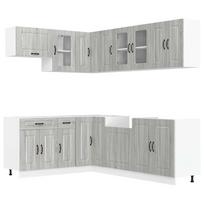 vidaXL Virtuvinių spintelių komplektas, 11 dalių, Kalmar, pilka
