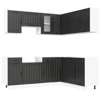 vidaXL Virtuvinių spintelių komplektas, 11 dalių, Kalmar, juoda