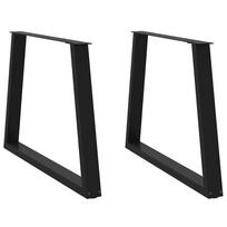 vidaXL Valgomojo stalo kojos, V formos, 2 vnt., juodos, 100x(72-73,3) cm, plienas