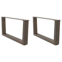 vidaXL Kavos staliuko kojelės, V formos, 2 vnt., natūralus plienas, 70x(30-31,3) cm, plienas