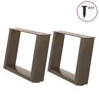 vidaXL Kavos staliuko kojelės, U formos, 2 vnt., natūralus plienas, 40x(30-31) cm, plienas