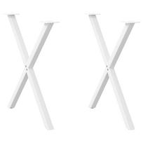 vidaXL Valgomojo stalo kojos, 2 vnt., baltos, 80x(72-73) cm, plienas, X formos
