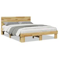 vidaXL lovos rėmas su galvūgaliu be čiužinio 160x200 cm ąžuolo masyvo
