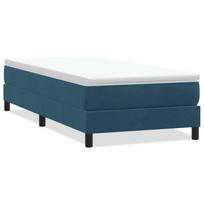 vidaXL Box Spring Lova be čiužinio Tamsiai mėlyna 100x210 cm aksomas