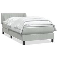 vidaXL Box Spring Lova su čiužiniu Šviesiai pilka 90x210 cm Velvet