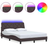 vidaXL Lovos rėmas su LED be čiužinio, tamsiai rudas, 120x200 cm