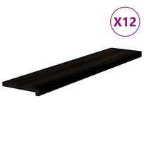 vidaXL Laiptų pakopos, 12 vnt., rudai juodos, 120x30x2 cm, ąžuolo