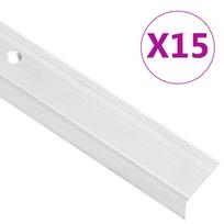 vidaXL Profiliai laiptams, 15vnt., sidabro, 100cm, aliuminis, L formos