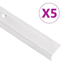 vidaXL Profiliai laiptams, 5vnt., sidabro, 100 cm, aliuminis, L formos