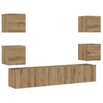 vidaXL 6 dalių sieninis televizoriaus spintelės komplektas Artisan Oak