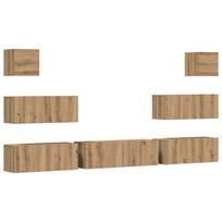 vidaXL 7 dalių sieninis televizoriaus spintelės komplektas Artisan Oak