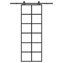vidaXL Stumdomos durys su įrangos rinkiniu, 76x205cm, ESG ir aliuminis
