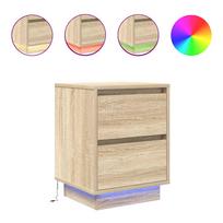 vidaXL Spintelės prie lovos su LED lemputėmis 2 vnt Sonoma ąžuolas