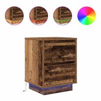 vidaXL Spintelė prie lovos su LED lemputėmis Old Wood 38x34x50 cm