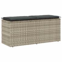 vidaXL sodo suolas su pagalvėle šviesiai pilka 110x40x44cm poliratanas