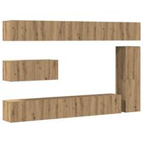 vidaXL 7 dalių sieninis televizoriaus spintelės komplektas Artisan Oak