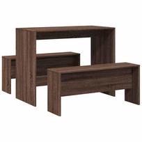 vidaXL 3 dalių valgomojo stalo ir suoliukų rinkinys Brown Oak