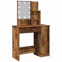 vidaXL tualetinis staliukas su LED Old Wood 86,5x35x136 cm