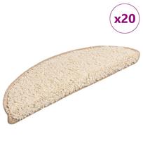 vidaXL Laiptų kilimėliai, 20 vnt., 56x17x3 cm, kreminės spalvos, pusapvaliai