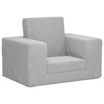 vidaXL Vaikiška sofa-lova, šviesiai pilkos spalvos, minkštas pliušas