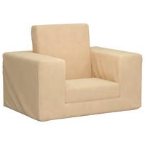 vidaXL Vaikiška sofa-lova, kreminės spalvos, minkštas pliušas