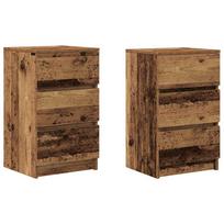 vidaXL Spintelės prie lovos su 3 stalčiais 2 vnt, 39x35x65 cm