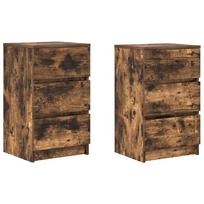 vidaXL Spintelės prie lovos su 3 stalčiais 2 vnt, 39x35x65 cm