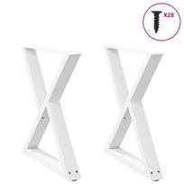 vidaXL Valgomojo stalo kojos, 2 vnt., baltos, 80x(72-73,3) cm, plienas