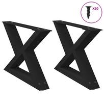 vidaXL Kavos staliuko kojelės, 2 vnt., juodos, 50x(30-31,3) cm, plienas