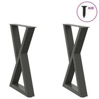 vidaXL Valgomojo stalo kojos, 2 vnt., antracito spalvos, 60x(72-73,3) cm, plienas