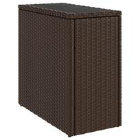 vidaXL sodo šoninis staliukas su stikliniu viršumi ruda 58x27,5x55 cm