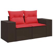 vidaXL Sodo sofa su pagalvėlėmis, dvivietė, ruda, polirotangas