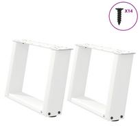 vidaXL Kavos staliuko kojelės, 2 vnt., baltos, 40x(30-31) cm, plienas, U formos