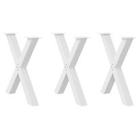 vidaXL Valgomojo stalo kojos, 3 vnt., baltos, 70x(72-73) cm, plienas, X formos