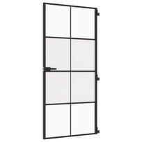 vidaXL Vidaus durys, juodos, 93x201,5cm, grūdintas stiklas/aliuminis
