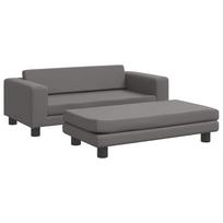 vidaXL Vaikiška sofa su pakoja, pilka, 100x50x30cm, dirbtinė oda