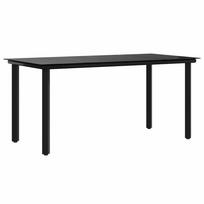 vidaXL Sodo valgomojo stalas, juodas, 160x80x74cm, plienas ir stiklas