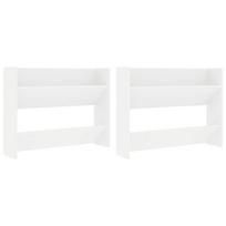 vidaXL Sieninės spintelės batams, 2vnt., baltos, 80x18x60cm, MDP