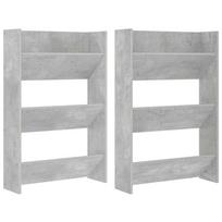 vidaXL Sieninės spintelės batams, 2vnt., pilkos, 60x18x90cm, MDP
