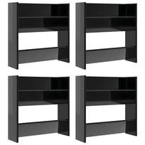 vidaXL Sieninės spintelės batams, 4vnt., juodos, 60x18x60cm, mediena