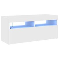 vidaXL Televizoriaus spintelė su LED apšvietimu, balta, 90x35x40cm