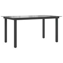 vidaXL Sodo stalas, juodas, 150x90x74cm, aliuminis ir stiklas